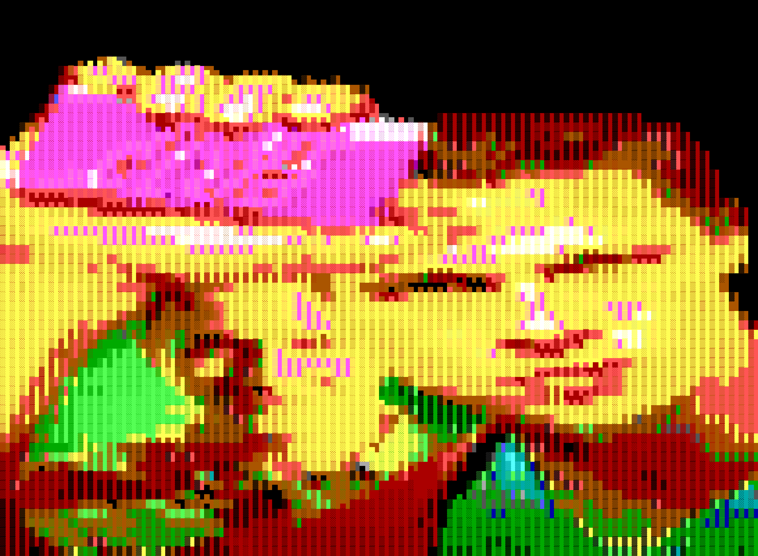 two faces from fight club, drawn as ansi art